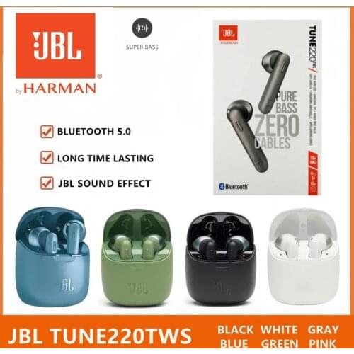 JBL T220TWS True Wireless Bluetooth Earphones JBL TUNE 220TWS Stereo Earbuds Bass Sound Headphones Headset with Mic