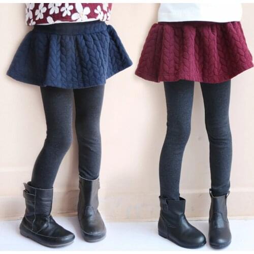 Winter Autumn Skirt Pants For Girls Cotton Girls Leggings With Skirt Fleece 2-10T Teenager Pants Thicken Kids Trousers Clothing