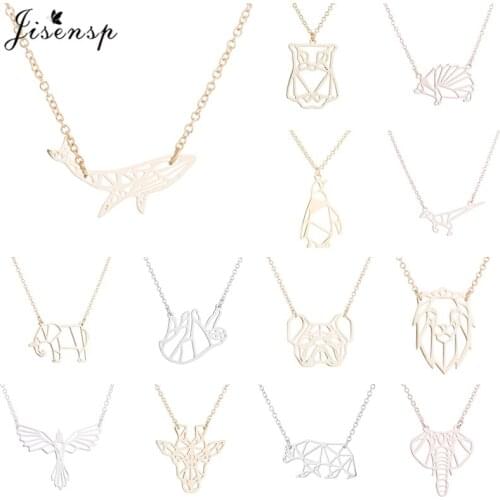 Jisensp Stainless Steel Necklace Delicate Origami Animal Long Chain Necklace Fashion Jewelry for Women Girls Birthday Gift