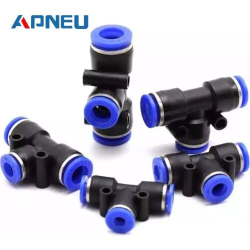 PE Air Connectors 4mm 6mm 8mm 10 12MM Pneumatic Fitting Quick Connect Slip Lock Tee 3Way Plastic Pipe Water Hose Tube Connector