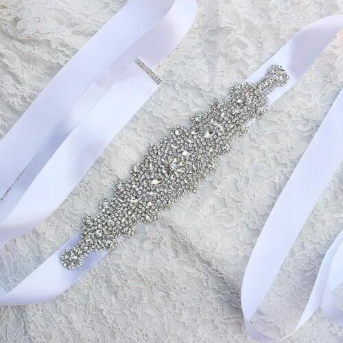 Luxury Crystal Belts Satin Rhinestone Wedding Dress Belt Wedding Accessories Bridal Ribbon Sash Belt Custom Hot