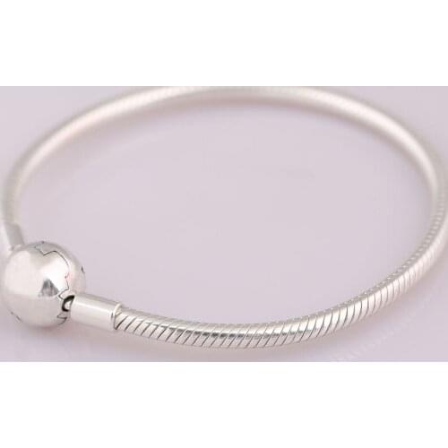 S925 Bracelet for Women Round Clasp fit Lady Bead Charm Pendant DIY Jewelry