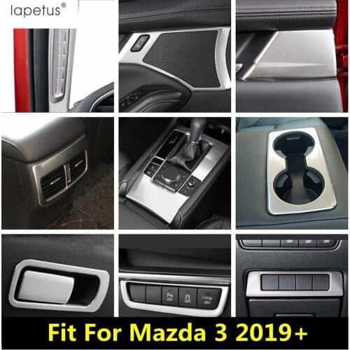 Silver Stainless Steel Accessories Air AC Outlet Vent / Head Light Button / Water Cup Holder Cover Trim For Mazda 3 2019 - 2021