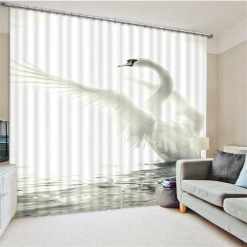 Girl Bedroom Curtain Luxury Blackout 3D Window Curtains Living Room Customized size Drapes Rideaux Cortinas Swan Cushion cover