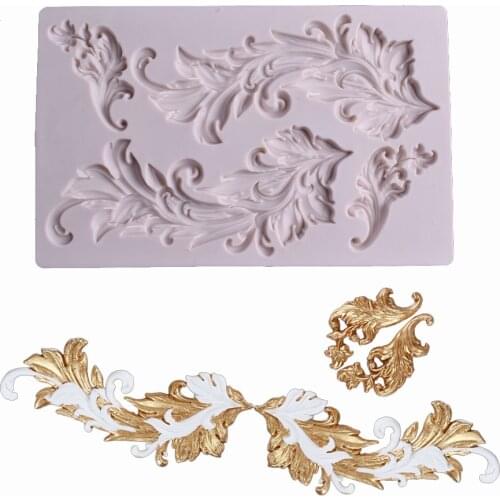 Silicone Mold 3D Craft Baroque Scroll Relief Cake Decorating Tools Fondant Chocolate Candy Gumpaste Mold Cupcake Frame Baking