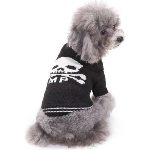 Halloween Dog Costume Winter Warm Skull Dog Sweater Clothes Pet Funny Acrylic Knitted Pet Clothing Small Dog Teddy Sweaters Coat