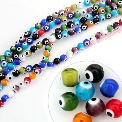 Fctory Price Multi Colors Evils Eye Lampwork Glass Beads 6 8 10mm Pick Size For Jewelry Making diy