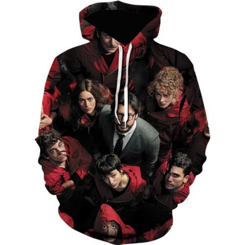 Money Heist The Paper House 3D Print harajuku men/Women fashion Hoodie poleron de hombre Sweatshirts Casual autumn Streetwear