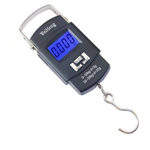 WeiHeng 50KG Digital Fish Hanging Hook Scale Portable Electronic Luggage Mini Scales 50kg 10g Travel Suitcase Weighing Balance