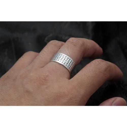 999 STERLING SILVER heart sutra RING jewelry For Men and Women A5775