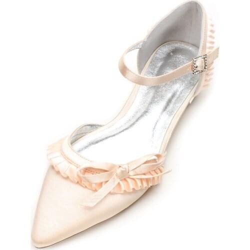 Creativesugar lady satin evening dress shoes bridal wedding prom flats shoes sweet ruffles bowtie ankle strap white ivory blue