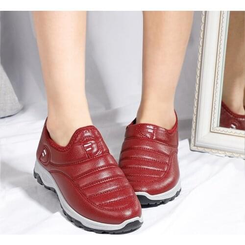 Women Snow Boots Winter Shoes PU Leather Waterproof Female Snow Boot Warm Plush Flats Casual Ladies Sneakers Flufffy Footwear