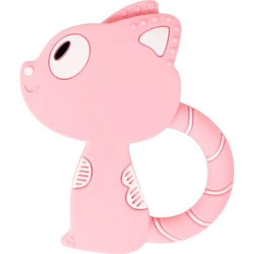 1pc Silicone Teether Food Grade Cartoon Cat Shape Baby Teething Toys DIY Pacifier Chain Necklaces For Baby Gift bpa free