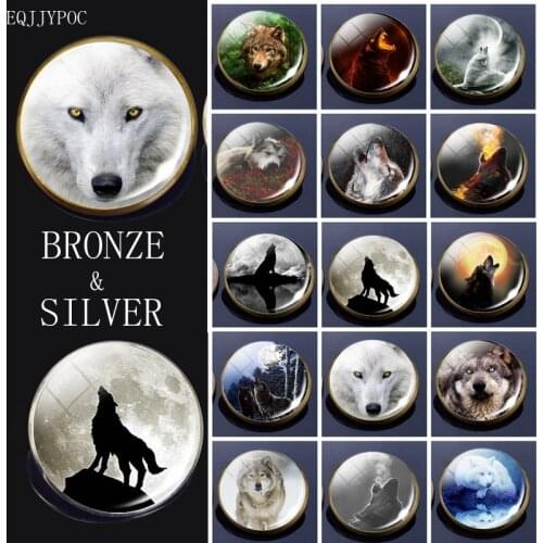 Wolf Brooch Retro Crystal Pin for Clothes Decoration Handmade Kids Cute Animals Silver Badge Bag Accessories Gift