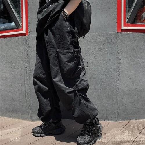 Punk Cargo Pants Women Streetwear Joggers Sweatpants Vintage Hip Hop Black Wide Jogging Trousers Street Style Plus Size