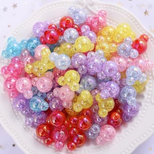 10Pcs/Lot Colorful Acrylic Beads With Half Holes Lovely Animal Head Shape Spacer Beads For Making DIY Hairband Accessories