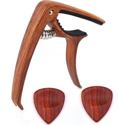 Quick Change Clamp Key Acoustic Classic Guitar Capo Wooden Guitar Capo 2pcs Picks Capo Sets Guitarra Accessories
