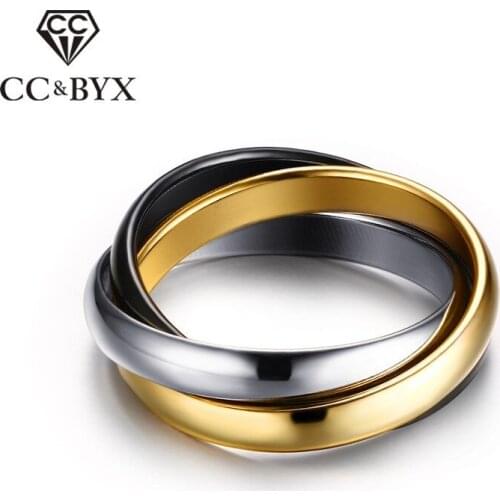 CC Fashion Jewelry Rings For Women And Men 3mm Three-Ring Titanium Steel Simple Bijoux Wedding Engagement Accessories CC969b