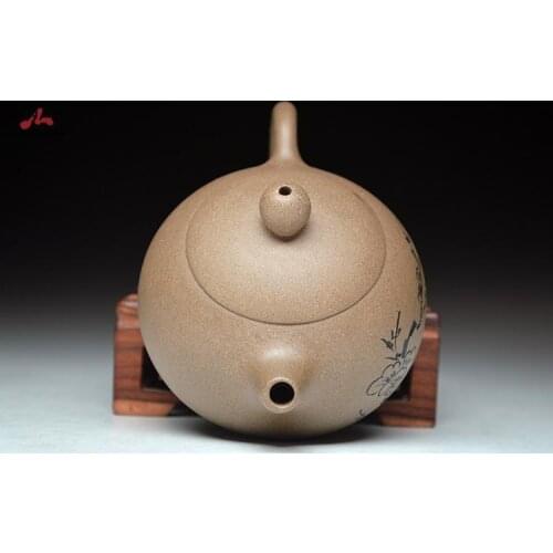 Handmade Yixing Teapot 150cc Purple Clay Zisha Pot Duan Clay Xishi Pot Painting