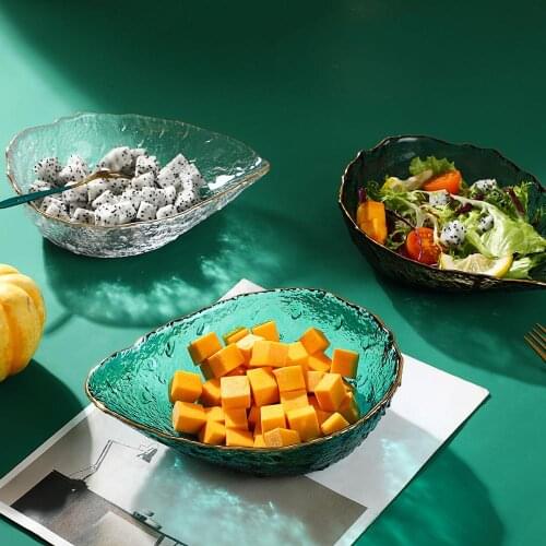 Elegant Phnom Penh Glass Bowl Transparent Fruit Salad Dessert Bowl Household Kitchen Tableware