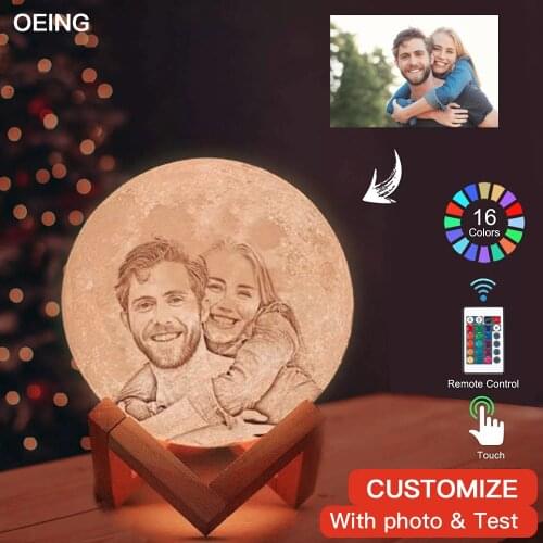 Customized Photo and Text 3D Printing Night Light Kids Wifes Gifts Bedroom Moon Lamp USB Creative Home Decor Gift LED Lights