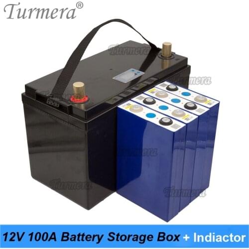 Turmera 12V 100Ah Battery Storage Box Indicator for 3.2V Lifepo4 Batteries Assemble to Solar Panel or Uninterrupted Power Supply