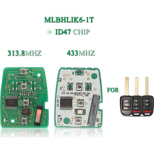 Bilchave 3BT 433Mhz ID47 Chip Remote Car Key Circuit Board For Honda HLIK6-1T Civic Accord City CR-V Jazz XR-V Vezel HR-V FRV