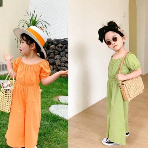Girls' Jumpsuit One-Shoulder Pants Korean Baby Kids Jumpsuit 2021 Summer New Fashion ChildrenS Clothing