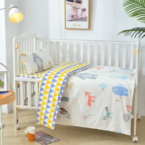 3pcs/set Baby Bedding Set 100% Cotton Cartoon Crib Bed Linen Kit Duvet Cover Pillowcase Bed Sheet Without Filler ZT34