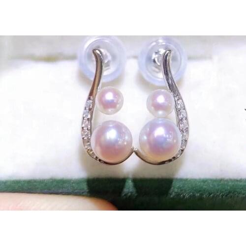 Fashion 925 Sterling Silver Earrings Findings Mountings Settings Jewelry Parts Fittings for Pearls Coral Jade Agate Beads Stones