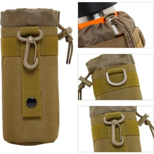 Molle System Water Bottles Pouch With Drawstring Outdoor Sports Camouflage Bag Holder Carrier For Camping Hunting Hiking