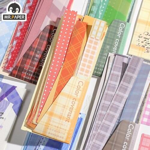 Mr.paper 6 Designs 45 Pcs/bag Ins Style Color Covenant Series Creative Hand Account Decor Collage DIY Material Strip Stickers
