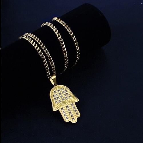 Mens Curb Cuban Necklace Chain Silver Color Gold 316L Stainless Steel Crystal pendant Necklaces for women Punk Fashion Jewelry