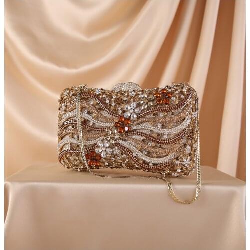 New Arrival Silver/gold/black Color Crystal Clutch Purse Luxury Women’s Diamond Evening bags Clutches Chain Phone Handbags gift