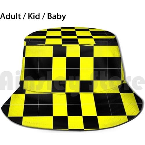 Yellow & Black 1 Bucket Hat Adult kid baby Beach Sun Hats Football Watford Burton Albion Villareal