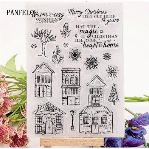 PANFELOU Snow village Transparent Silicone Rubber Clear Stamps cartoon for Scrapbooking/DIY Easter wedding album
