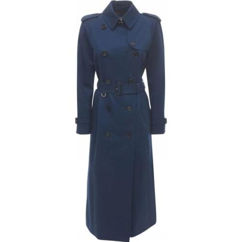 Early Autumn Women Trench Coat 2021 High Quality Navy X-long Windbreaker Outerwear Temperament Double Breasted Epaulet Coats