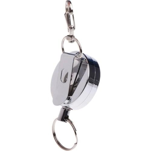 Fishing Zinger Retractor Key Ring Reel Holder Retractable Steel Cable Full Metal