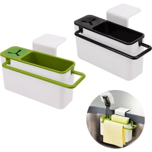 Self Draining Sink Aid Organizer Brush Sponge Cleaning Cloth Holder Kitchen Storage Draining Rack Black Green