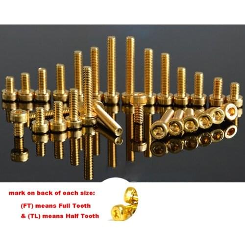 M2 M2.5 M3 M4 M5 Allen Screw Titanium Gold Plated Hex Socket Knurled Cap Cup Head Screws Bolts Length 4-55mm