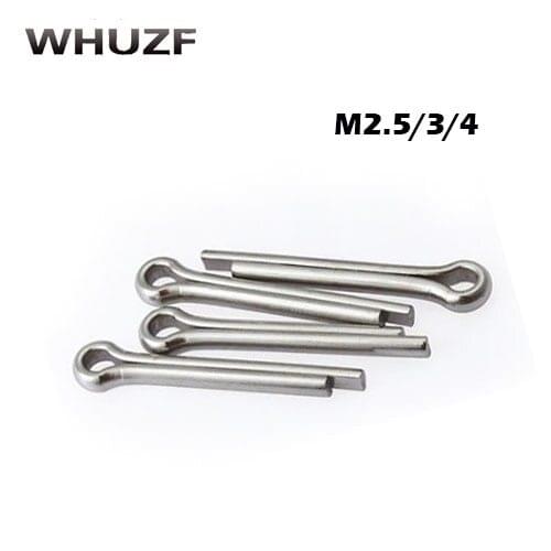 40pcs M2.5/3/4x10/12/14/16/20/25/30/35/40 304 Stainless steel Open elastic pins Hairpin Cotter pin 10mm-40mm length