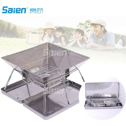 Stainless Steel Folding Charcoal Barbeque Grill Portable Barbeque Grill BBQ + Black Oxford Carrying Bag