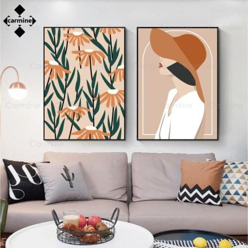 Vintage Art Wall Print Picture Abstract Plants Poster Fashion Girl Canvas Painting for Living Room Bedroom Nordic for Decoration