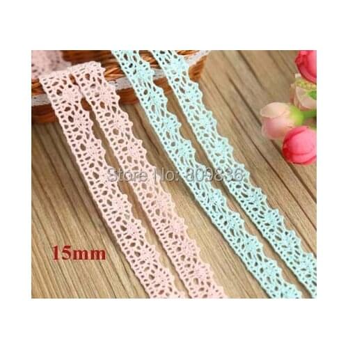 5 yrd/lot ZAKKA 1.5cm cotton lace Light pink & light blue crocheted lace for sewing Garment accessories(ss-a3539)