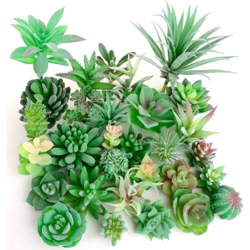 Green Flocking Artificial Succulents Plants Home Garden Decoration Flower Arrangement Bathroom Accessories Planta Artificial