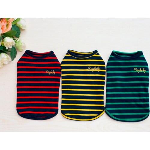 Male Section Three Color Striped Cotton Pet Dogs Vest New Popular Small Puppy Dogs Spring Summer Clothing