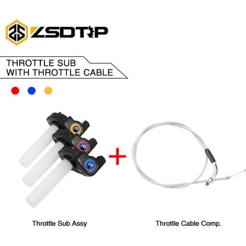 ZSDTRP Motorcycle Twist Throttle Handle Grip With Elbow Throttle Cable For 7/8" Handlebar Hand Grips Dirt Pit Bike