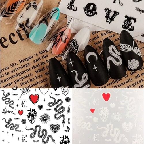 1pcs snake design 3D nail art sticker transfer sticker slider applique manicure art decoration accessoriesAE004