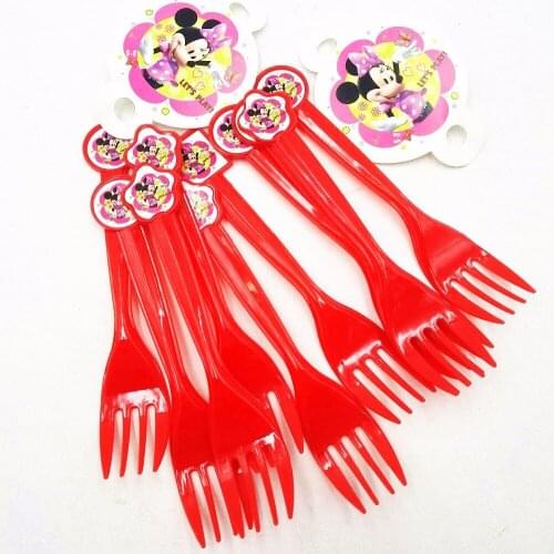 10pcs/set Minnie Party Supplies Plastic Forks For Kids Minnie Mouse Fork Birthday Christmas Festival Party Decoration Favors