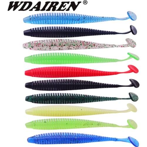 10pcs/lot Jig Wobblers Fishing Lures 95mm 3g Shrimp odor Attracts Silicone Rhombus Soft bait Trout Pike Bass Swimbaits Tackle